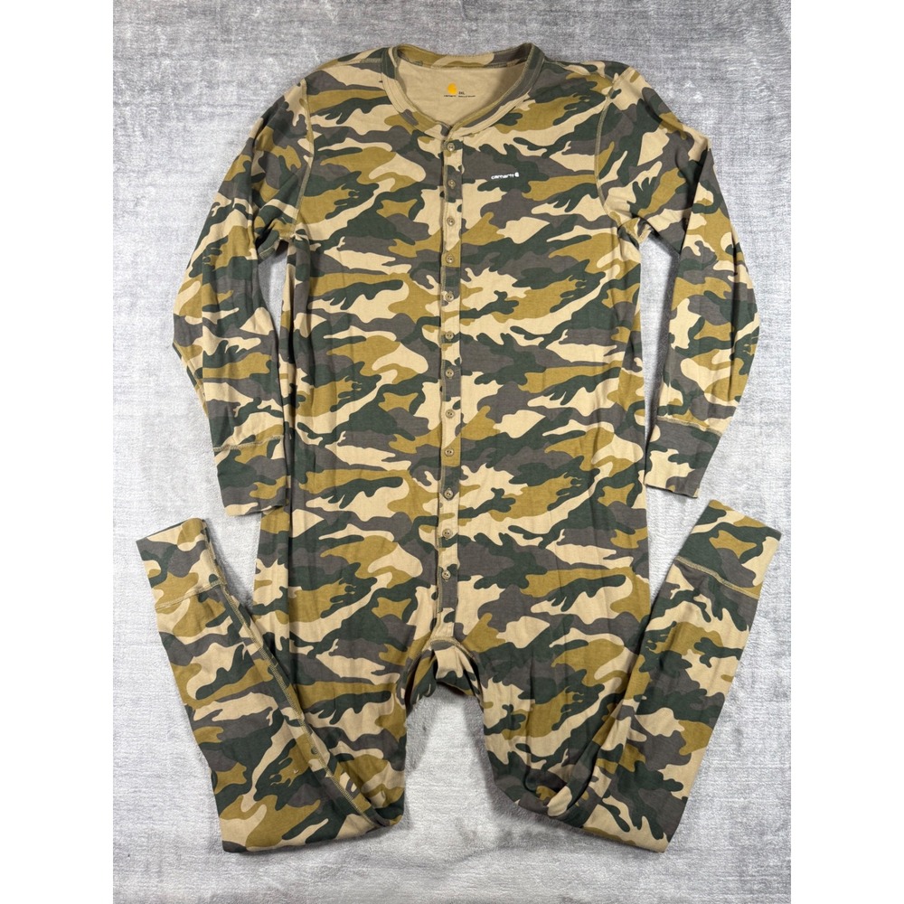 Carhartt Long John's Men 3XL Green Camo Force Union Suit Base Layer Thermal